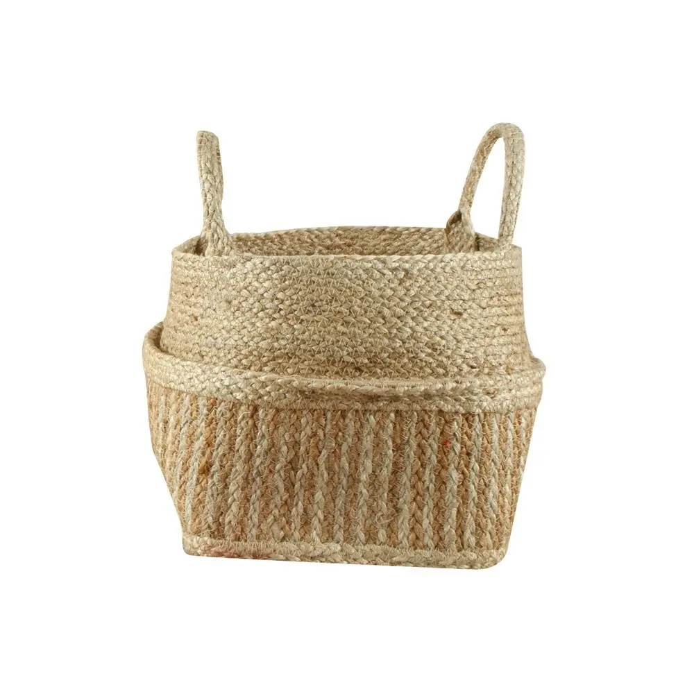 2pc Maine & Crawford Iffa Jute 30/35cm Square Dabor Basket Storage Set Natural