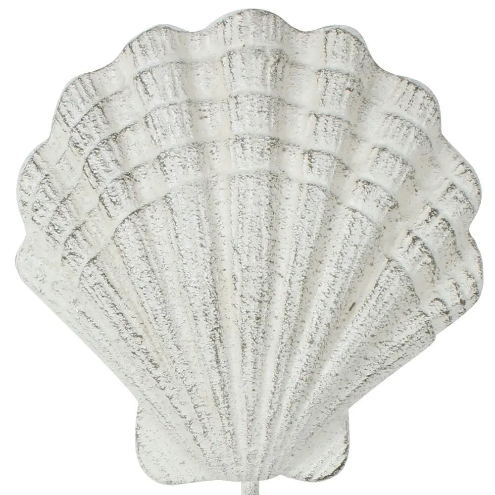 Maine & Crawford Harue 23x14cm Cast Iron Scallop Shell Hook Hanger Decor White