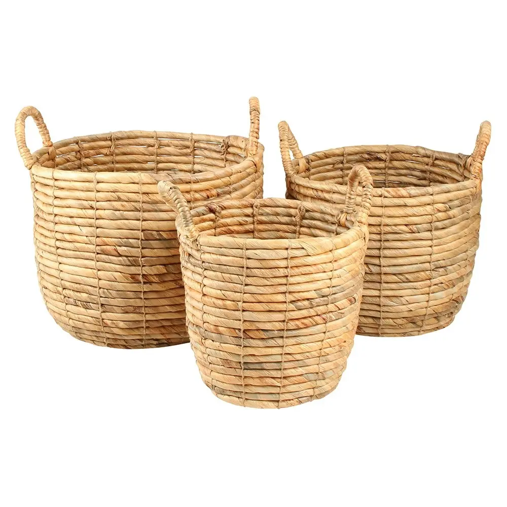 3pc Maine & Crawford Toni 25/29/34cm Water Hyacinth Basket Organiser Set Natural