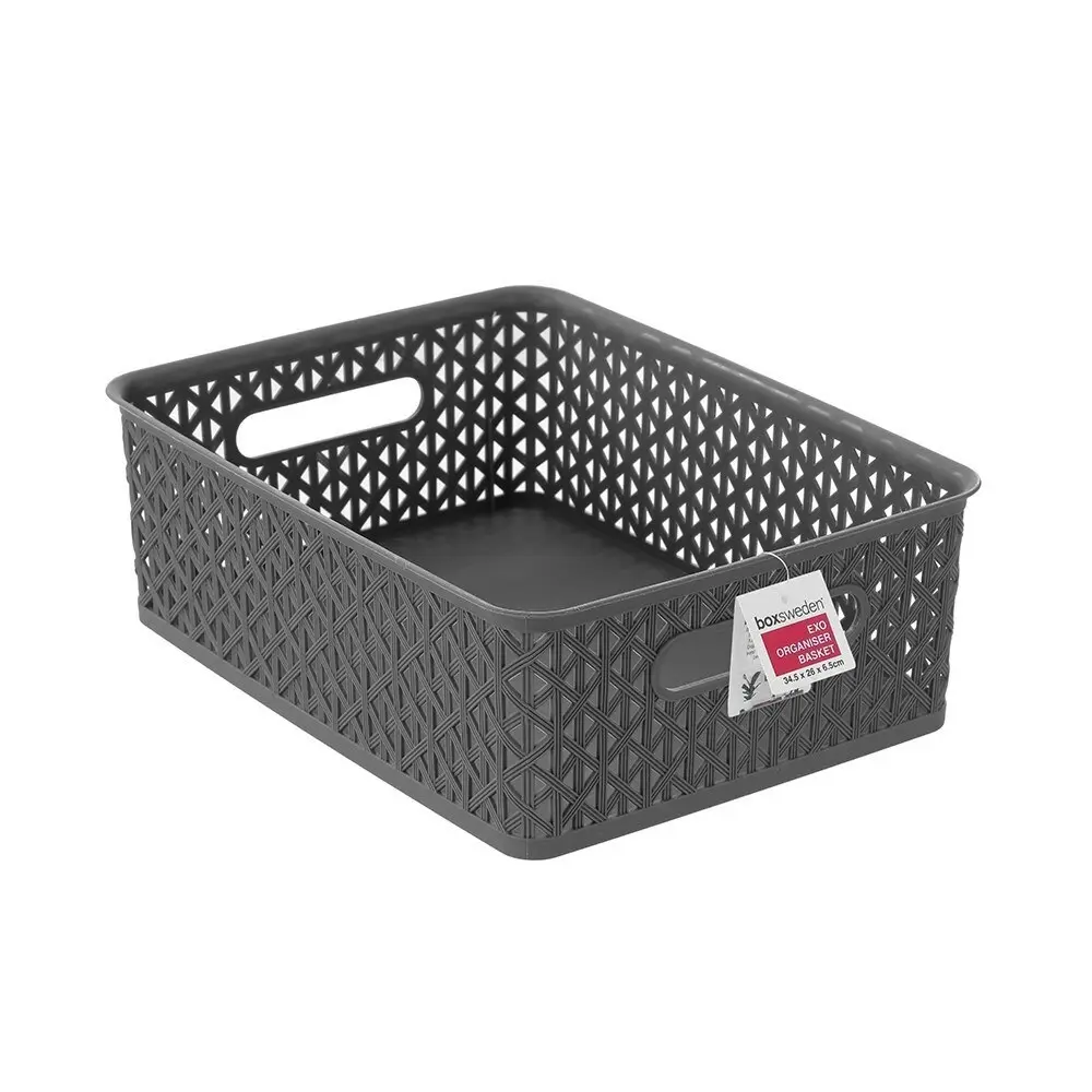 3x Boxsweden Exo 34.5x12cm Organiser Basket Rectangle Storage w/ Handles Asstd