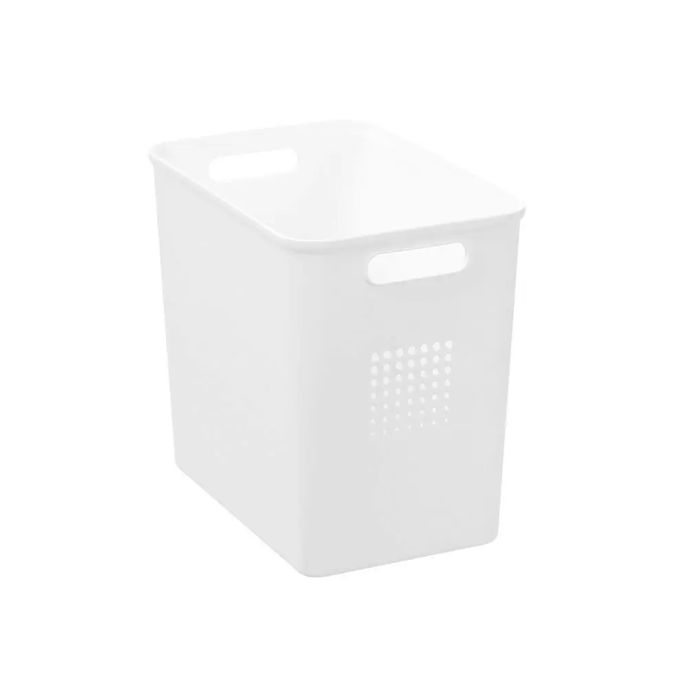 4x Boxsweden Levi 26x23.5cm/8.5L Tall Storage Basket Organiser w/Handles WHT