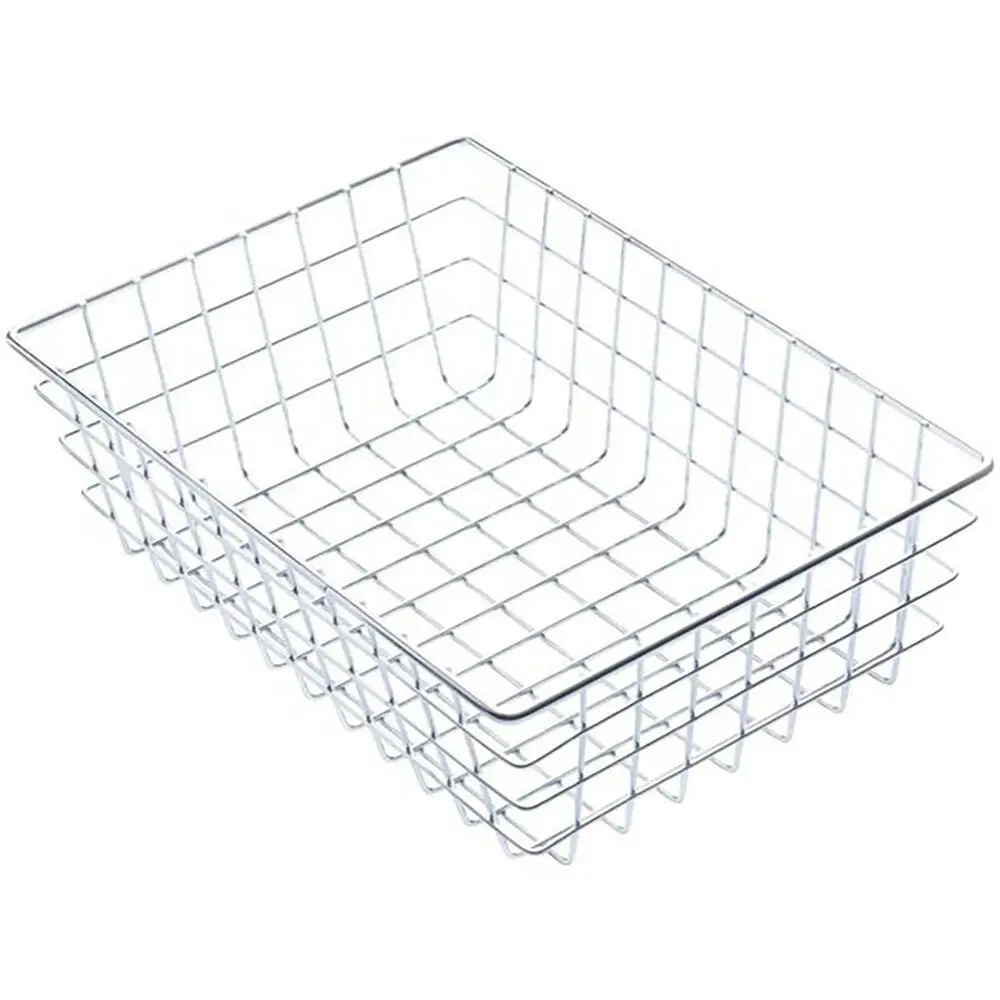 2x Sandleford 26cm Display Basket Steel Wire Storage Rectangle Organiser Chrome