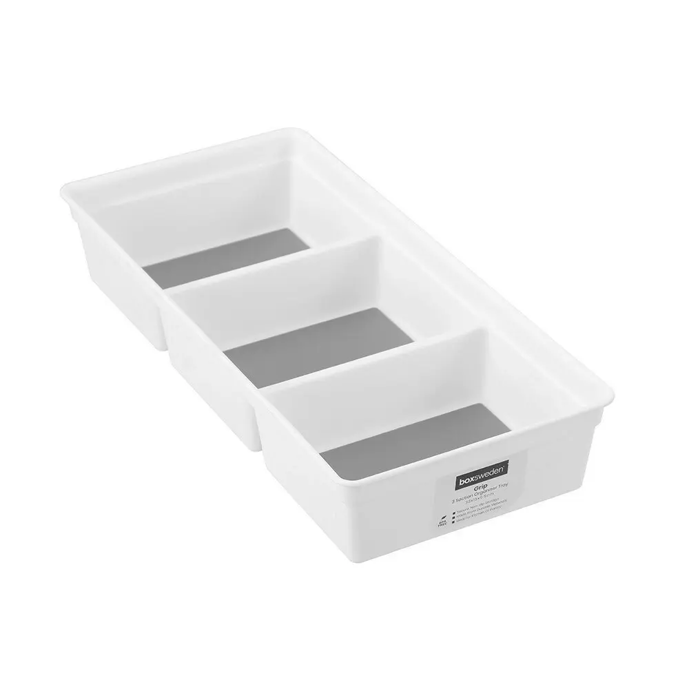 6x Boxsweden Grip 3-Section 33x5.5cm Organiser Drawer Insert Tray Storage Asstd