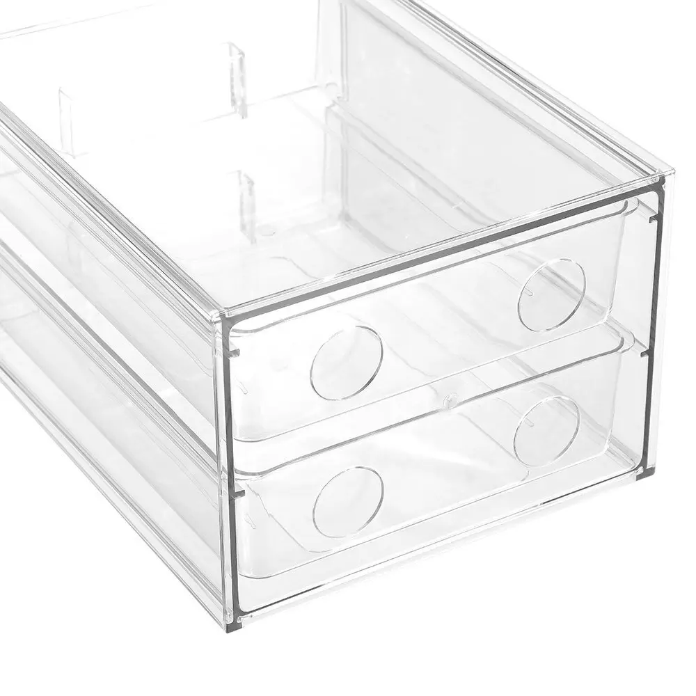 Boxsweden Crystal 27x16cm Stackable 2-Drawer Storage Organiser Container Clear