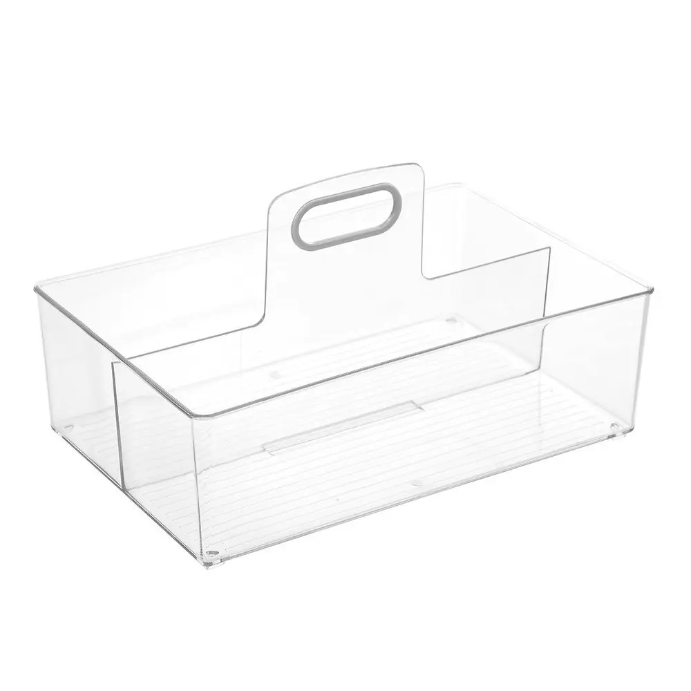 2x Boxsweden Crystal 35x22cm Caddy 2 Compartment Storage Organiser Holder Clear