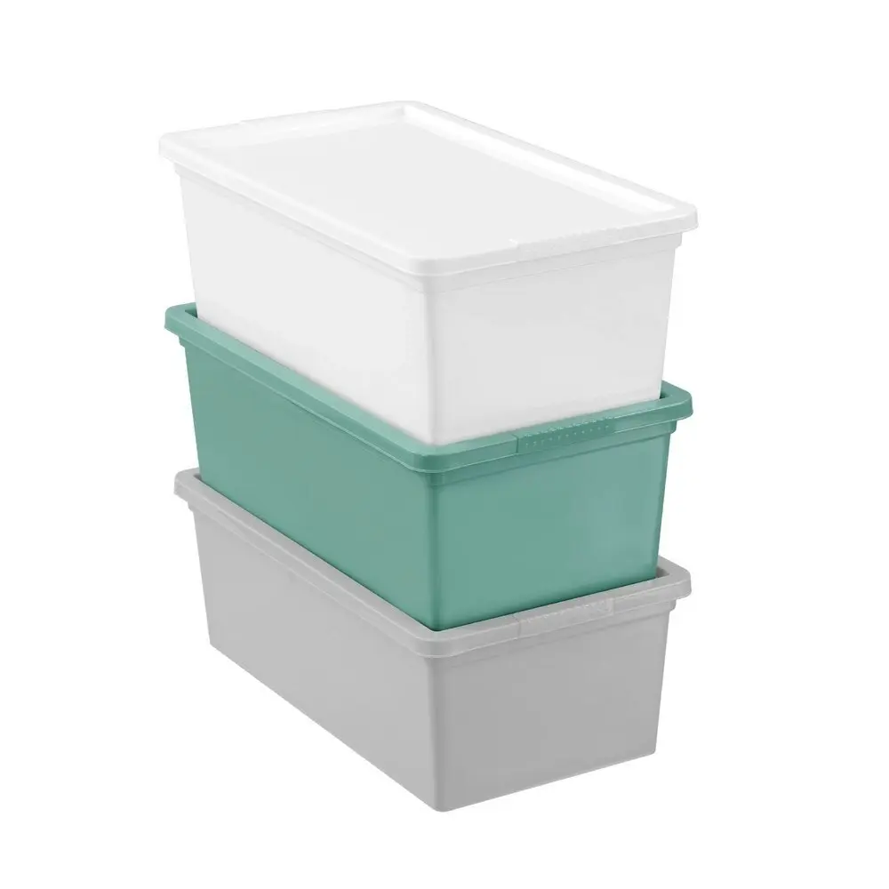 8x Boxsweden 6L/33.5cm Essentials Stackable Tub Storage Home Organiser Assorted