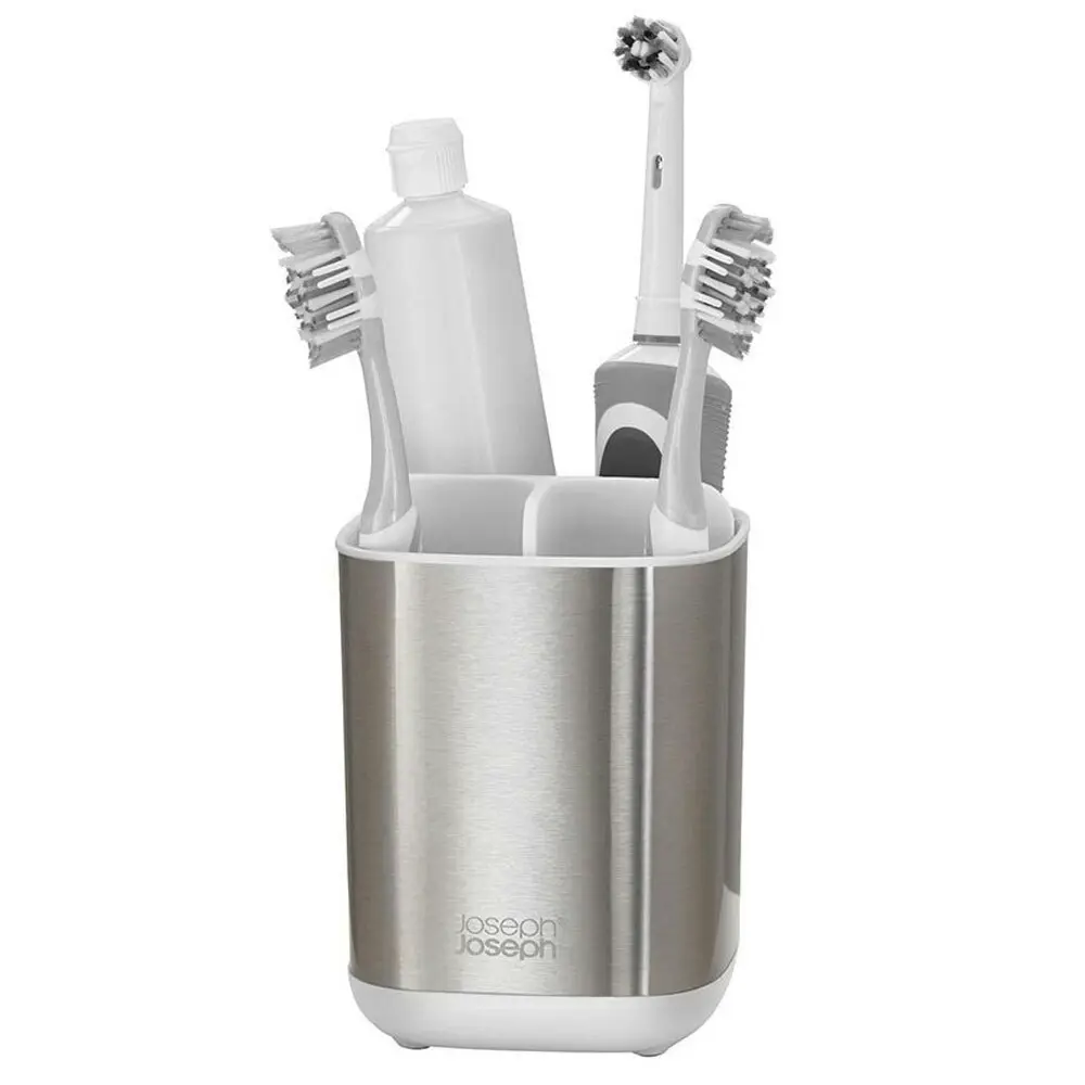 Joseph Joseph EasyStore Steel Toothbrush Caddy/Storage Bathroom Organiser White