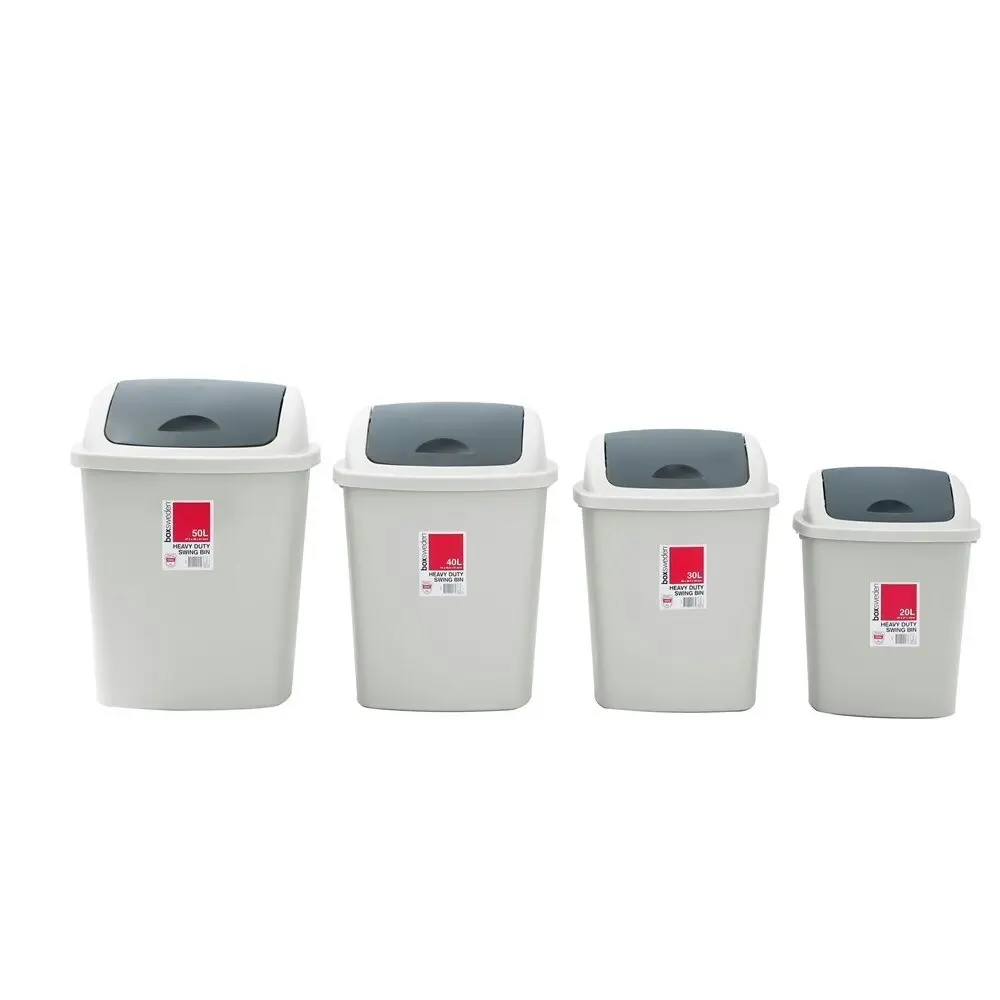 2x Boxsweden 20L Trash Bin 35x27cm w/Swing Lid Garbage Can Rubbish Waste Basket