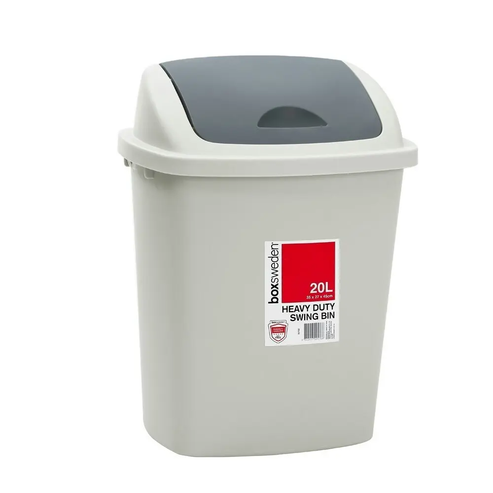 2x Boxsweden 20L Trash Bin 35x27cm w/Swing Lid Garbage Can Rubbish Waste Basket