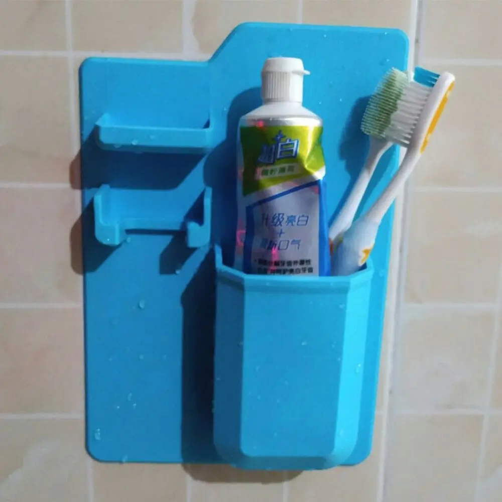 Bathroom Storage Organizer Silicon Self Adhesive Toothbrush/Paste/Razor Holder