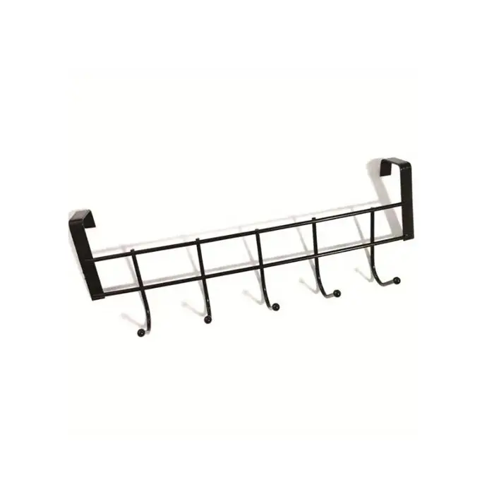 Boxsweden 5 Hooks Over Door Hook Hanger Storage Hanging Holder Organiser Black