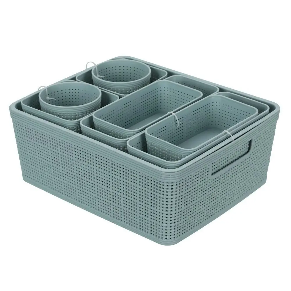 10pc Boxsweden Ivy Weave Basket Home Organisation Set Storage Container Assort.