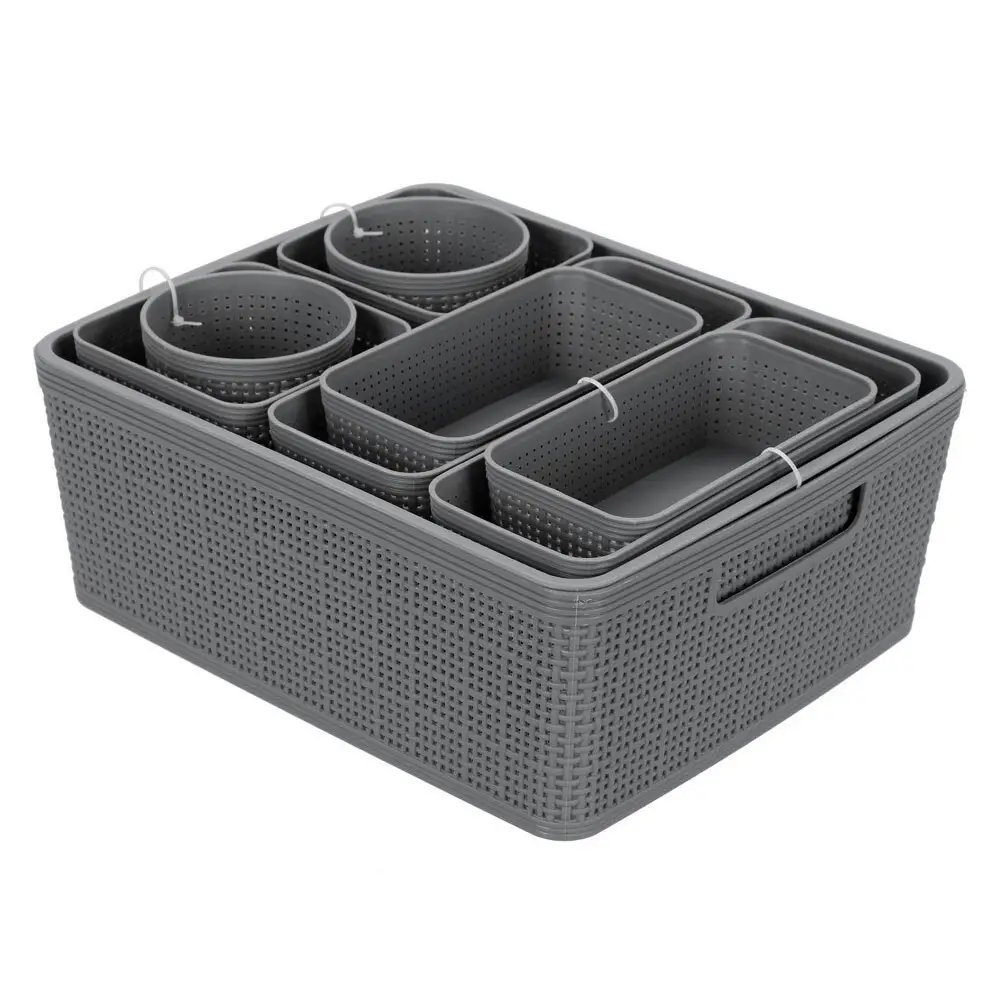 10pc Boxsweden Ivy Weave Basket Home Organisation Set Storage Container Assort.