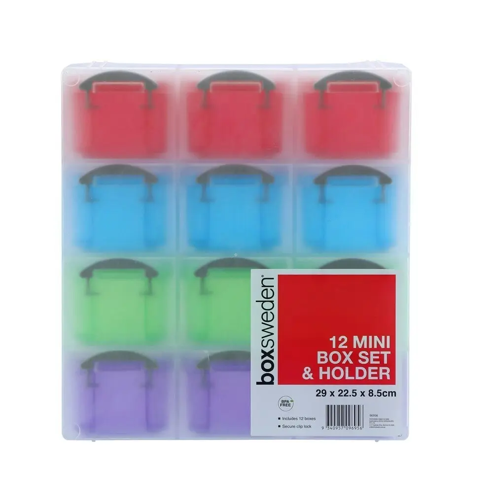 12pc Boxsweden 29cm Plastic Mini Stackable Storage Box Set/Holder Home Organiser