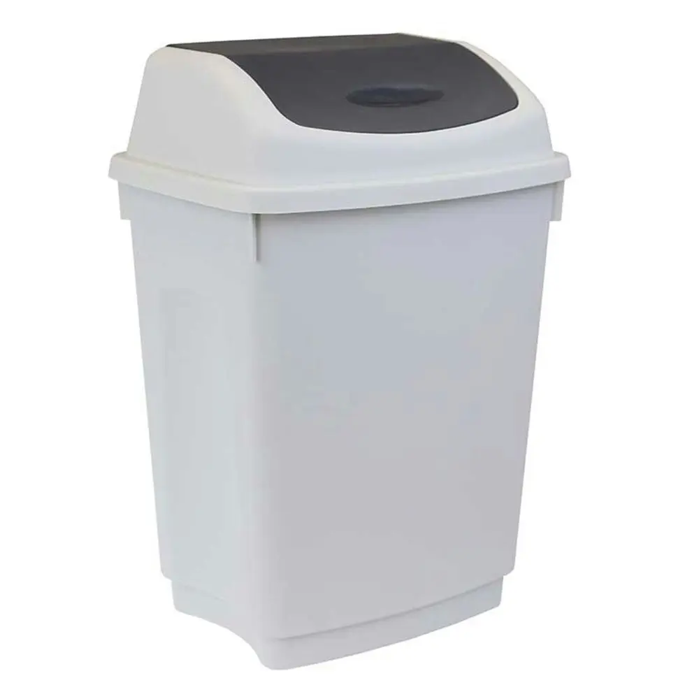 3x Boxsweden Trash Bin 12L w/ Swing Lid Rubbish & Garbage Can Waste Basket WHT