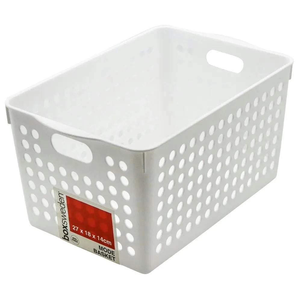 4x Boxsweden Mode Basket 27cm Home Cleaning Storage Room Organiser Container WH