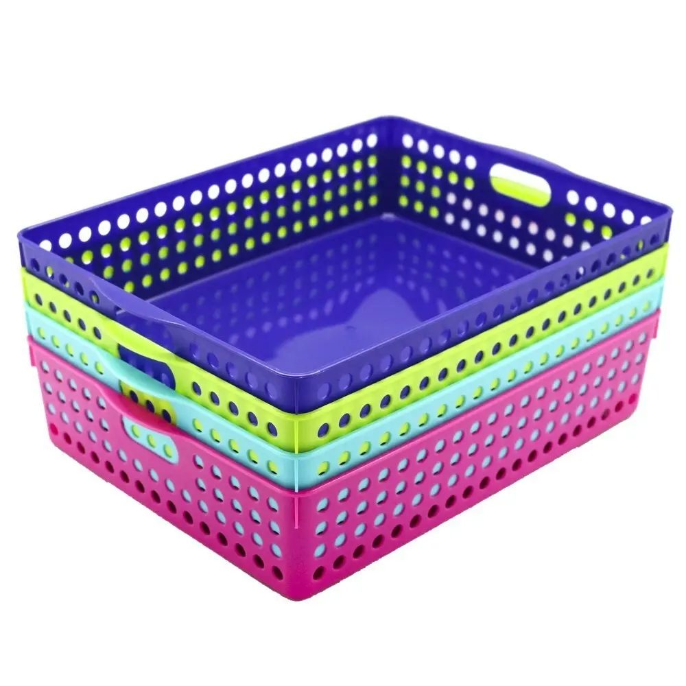 4x Boxsweden Mode Neon Basket 35cm Cleaning Storage Organiser Container Assort.