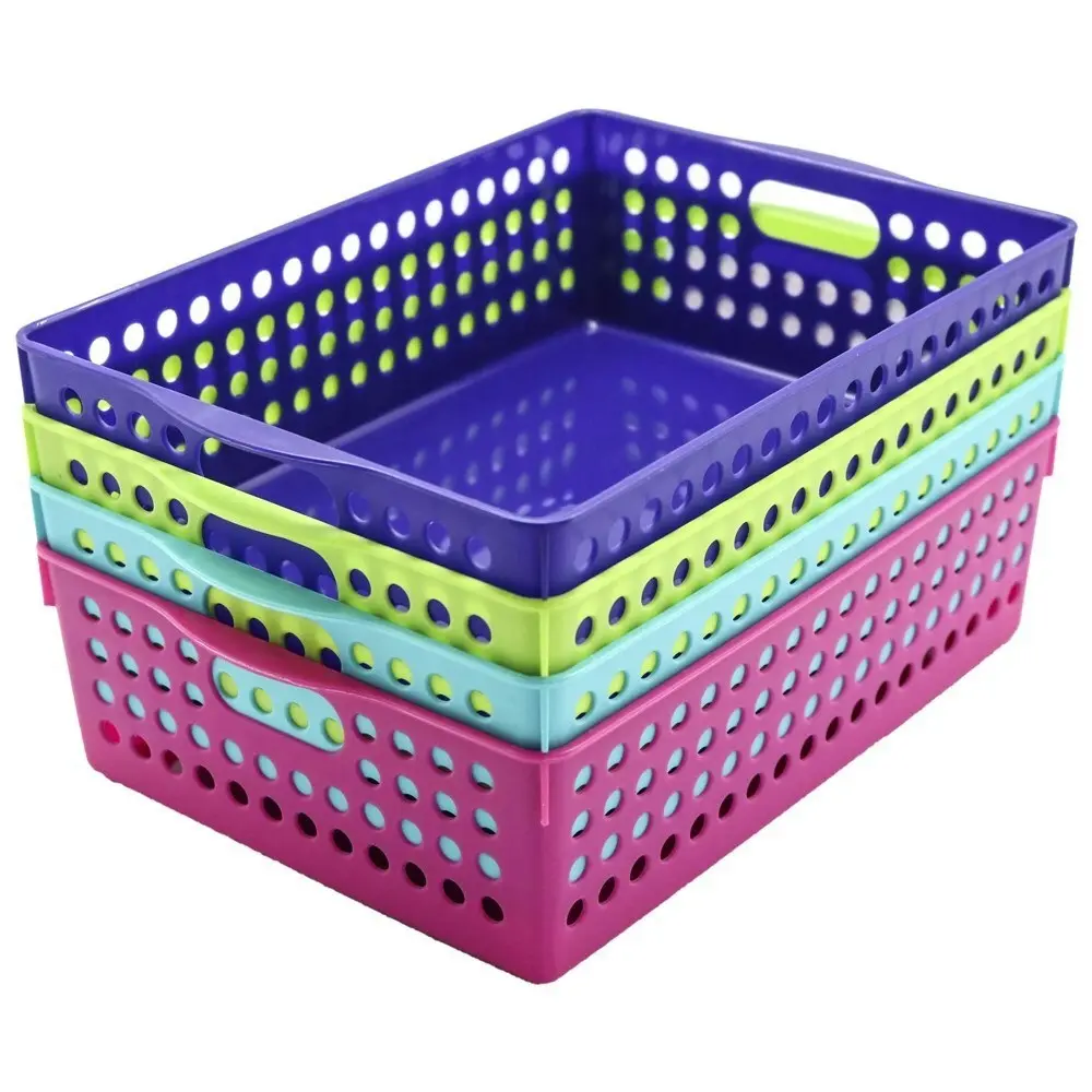 4x Boxsweden Mode Neon Basket 30cm Cleaning Storage Organiser Container Assort.