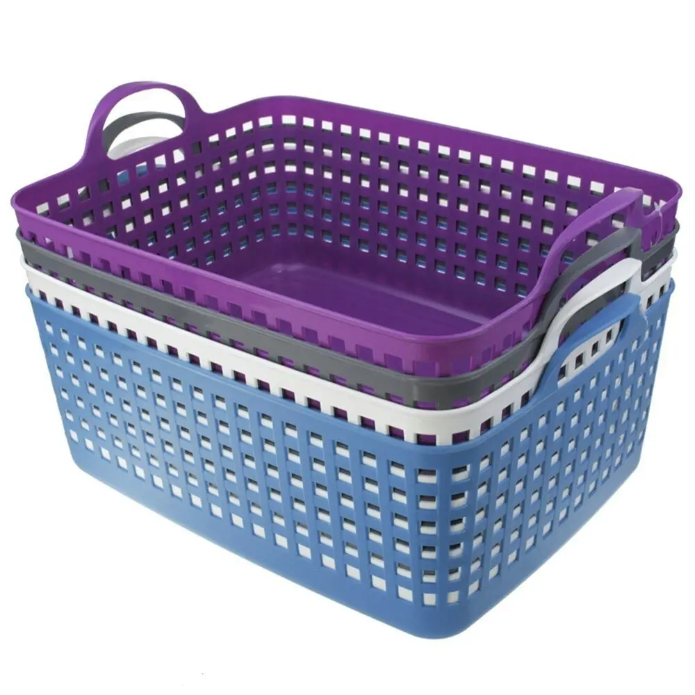 3x Boxsweden Basket w/ Handles X-Large 50cm Storage Container Organiser Assort.