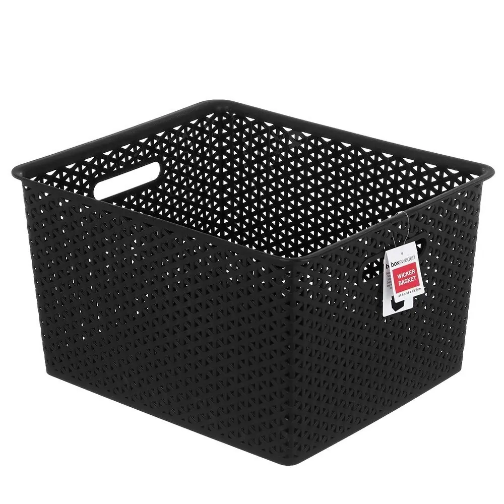 2x Boxsweden Organiser Basket Wicker Design 41.5cm Storage Box Containers Asst.