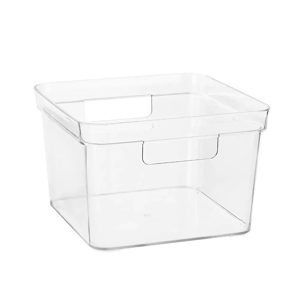 2x Boxsweden Crystal Square 22x14.5cm Storage Container Home Organiser Box CLR