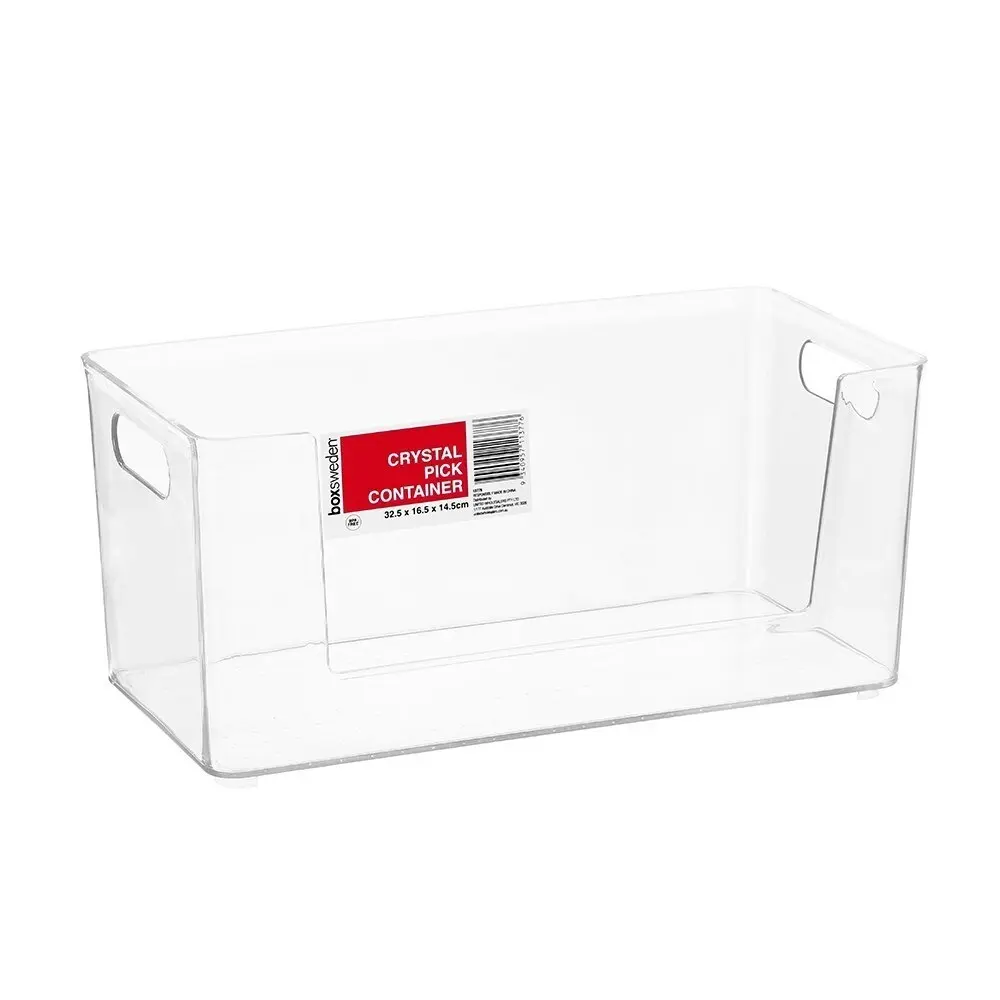 2x Boxsweden Crystal 32.5x16.5cm Pick Container Storage Home Organiser Large