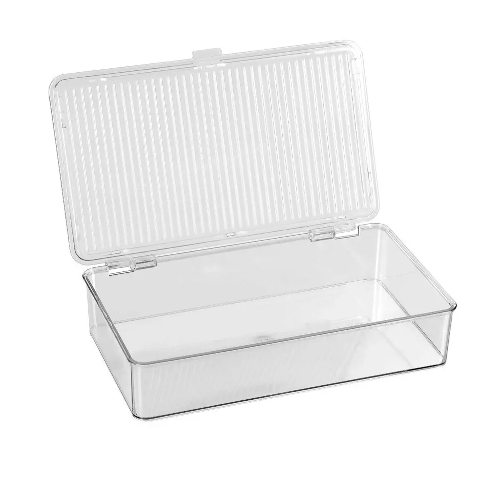 2x Boxsweden 1.6L/27.5cm Crystal Hinged Container Storage Home Organiser Clear