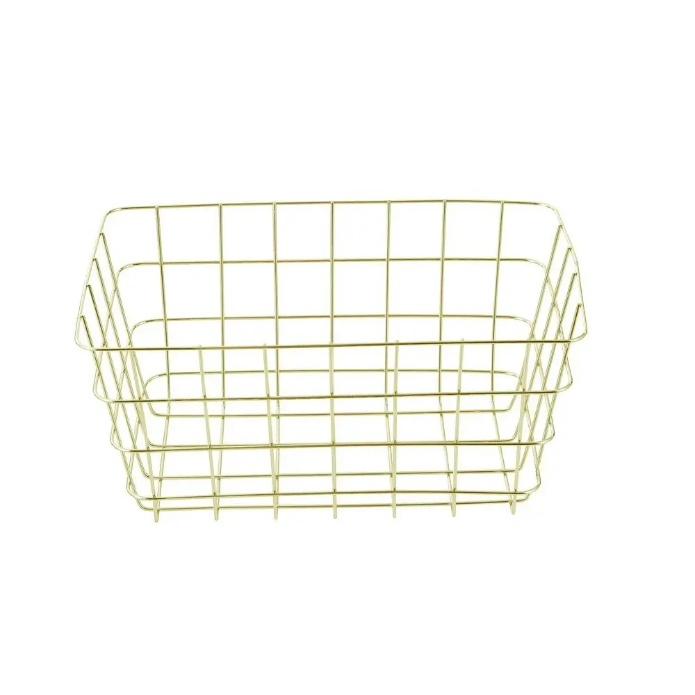 2x Boxsweden Medium 30x21cm Wire Storage Basket Kitchen/Bathroom Organiser Gold