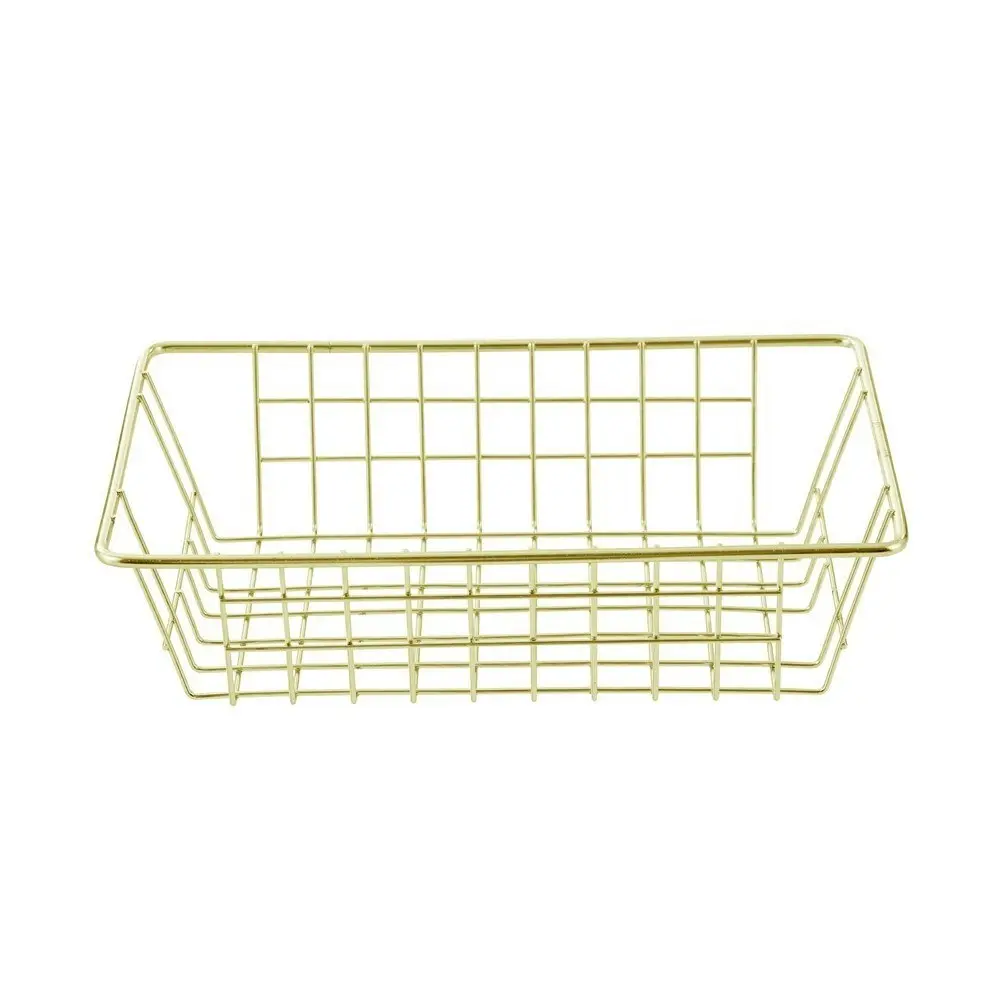 2PK Boxsweden 26x7cm Wire Storage Basket Kitchen/Bath Organiser Container Gold