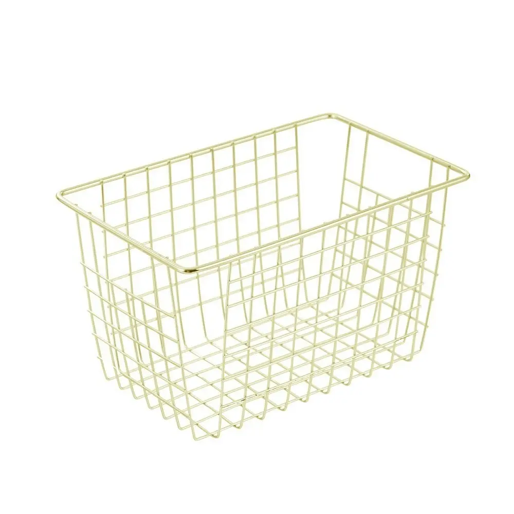 2PK Boxsweden 26x15cm Wire Storage Basket Kitchen/Bath Organiser Container Gold