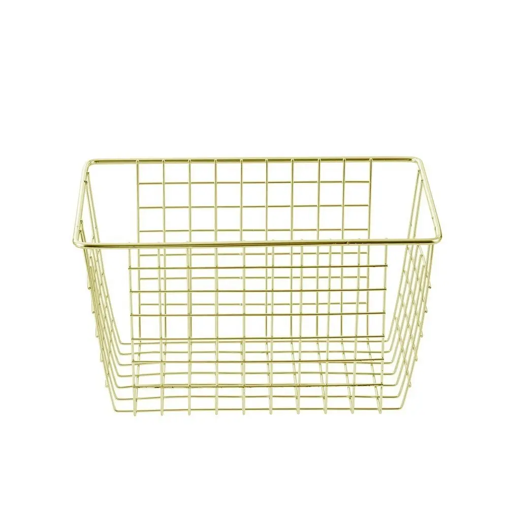 2PK Boxsweden 26x15cm Wire Storage Basket Kitchen/Bath Organiser Container Gold