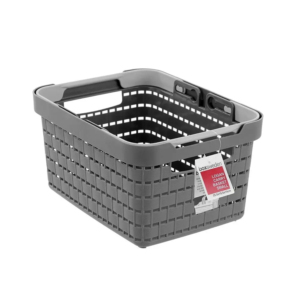 3x Boxsweden Small 25.5cm Logan Carry Basket Storage Organiser w/ Handle Assort