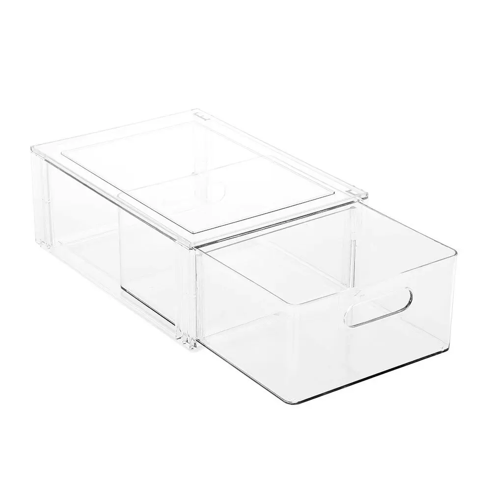 Boxsweden 35cm Crystal Home Storage Drawer w/ Divider Stackable Organiser Clear