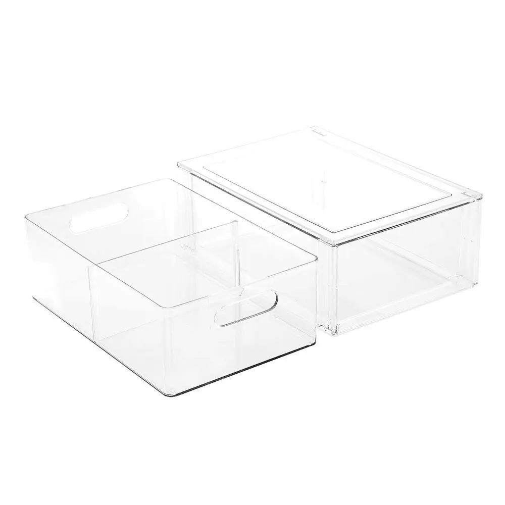 Boxsweden 35cm Crystal Home Storage Drawer w/ Divider Stackable Organiser Clear