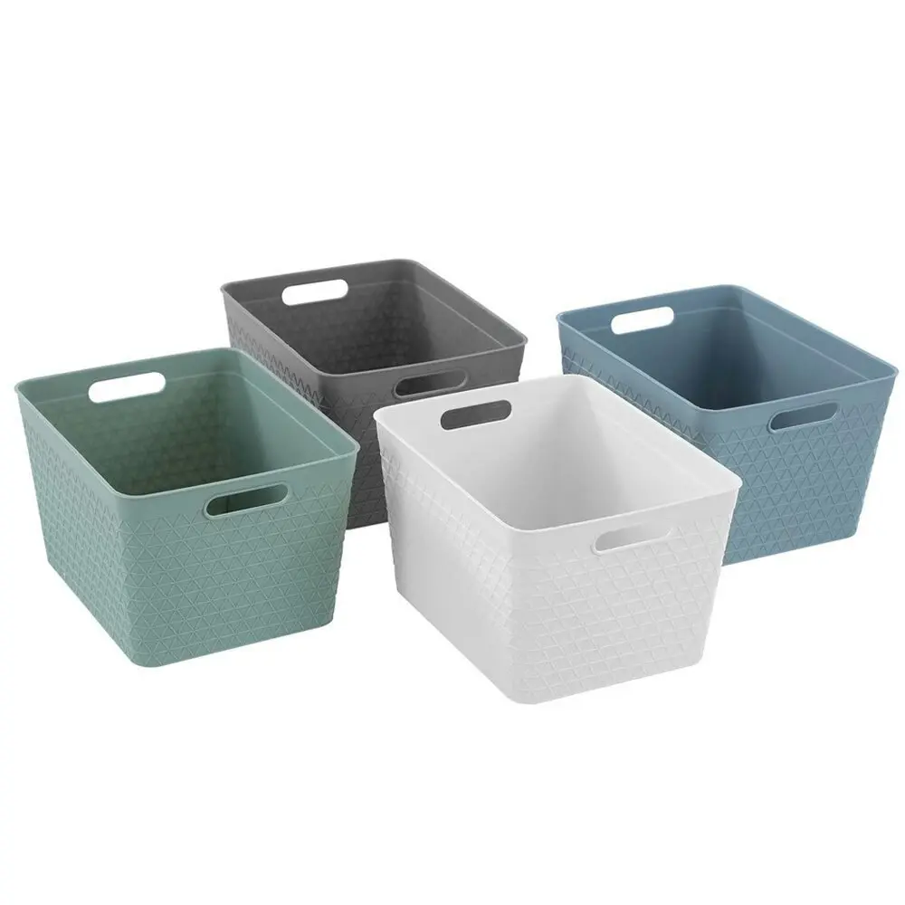 4x Boxsweden Trinity 24cm Basket Home Organiser Storage/Container w/Handle Asst