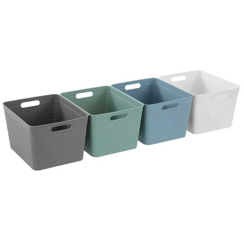 4x Boxsweden Trinity 24cm Basket Home Organiser Storage/Container w/Handle Asst