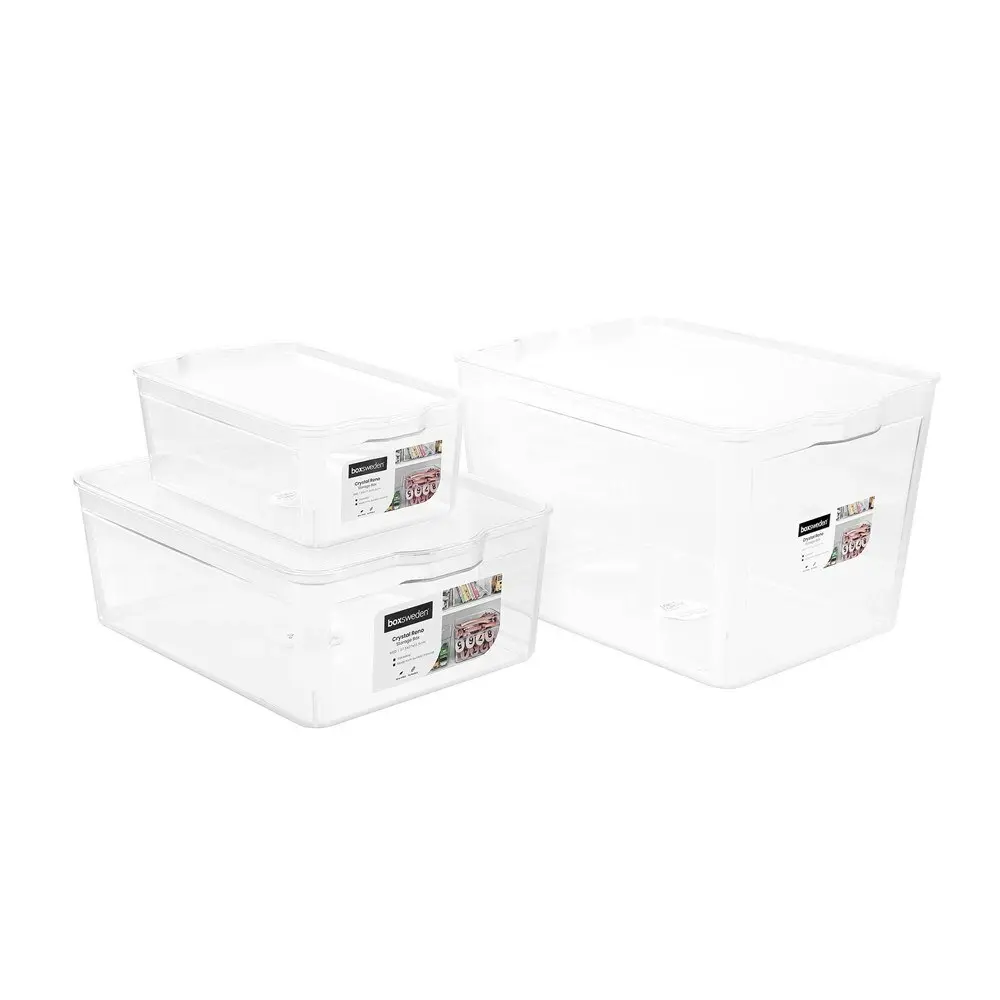 Boxsweden Crystal Reno 37.5x23cm Storage Box Home Container w/ Clear Lid Large