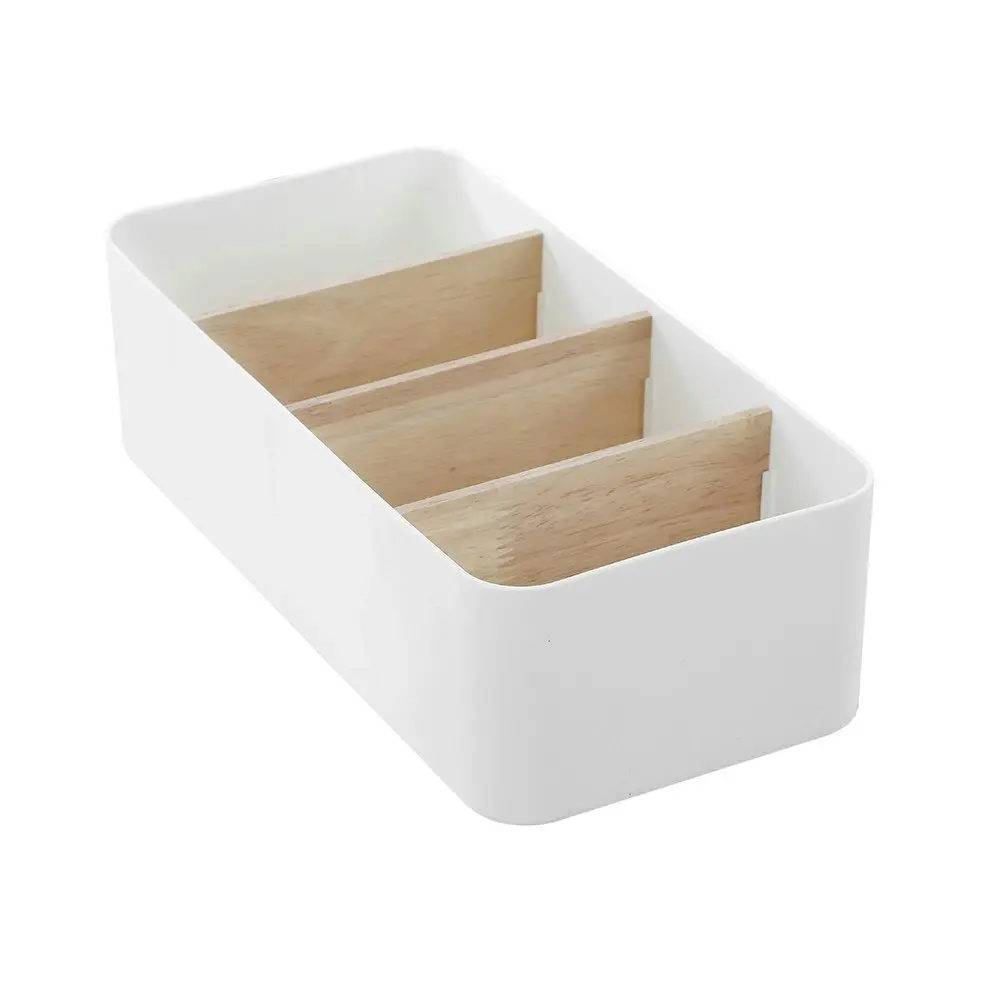 Boxsweden 26.5cm Bano Organiser 4 Section Bamboo Bathroom/Home Storage Box WHT