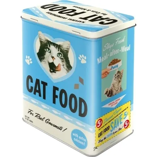 Nostalgic Art 20cm/3L Tin Box Metal Storage Cat Food Canister Organiser Large