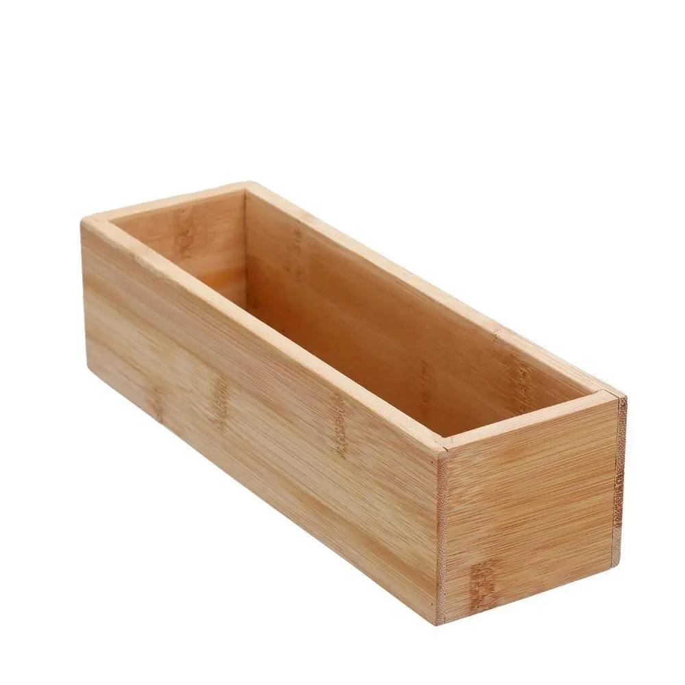 3x Boxsweden Bamboo Organisation Tray 23x7.5cm Storage Organiser Home Container