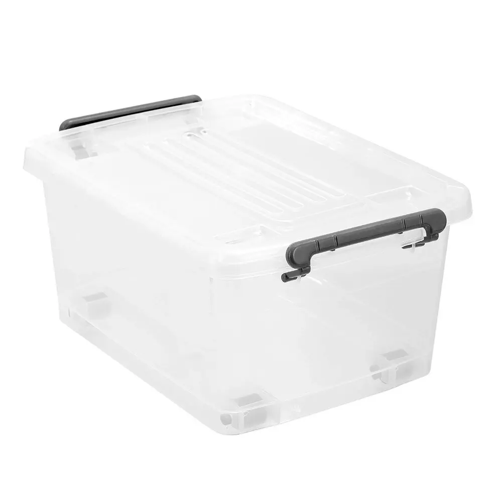 Boxsweden Storage Roller Tub 15L/40cm Container Organiser Box w/ Wheels Clear