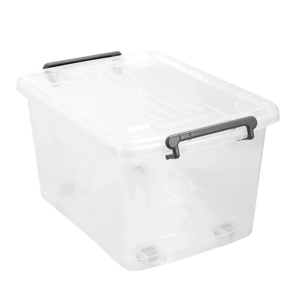 Boxsweden Storage Roller Tub 32L/48cm Container Organiser Box w/ Wheels Clear