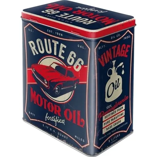 Nostalgic Art 20cm/3L Tin Box Metal Storage Route 66 Motor Oil Canister Large