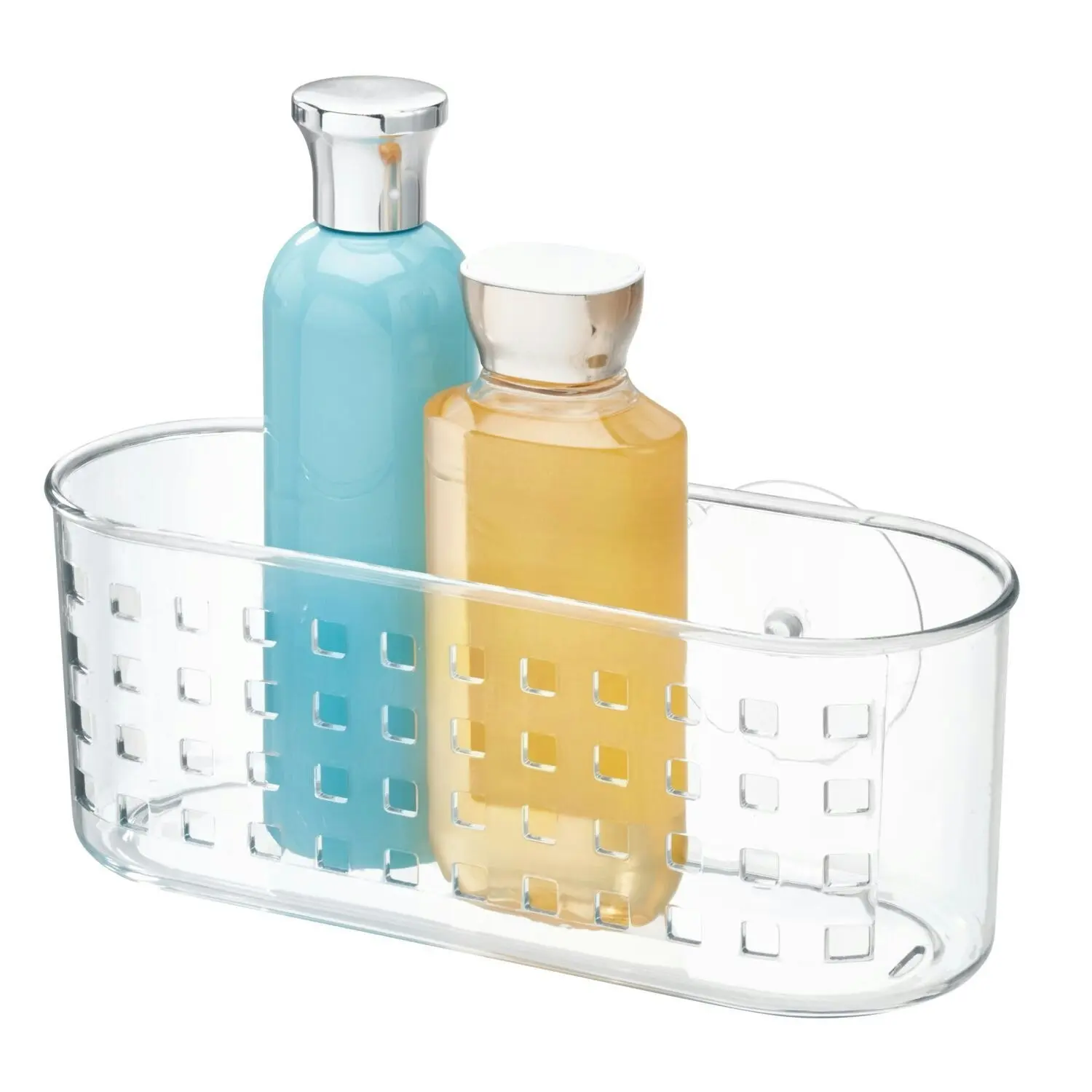 Idesign 26x10.5cm Shower Caddy Suction Basket Shampoo Holder Wall Storage Clear