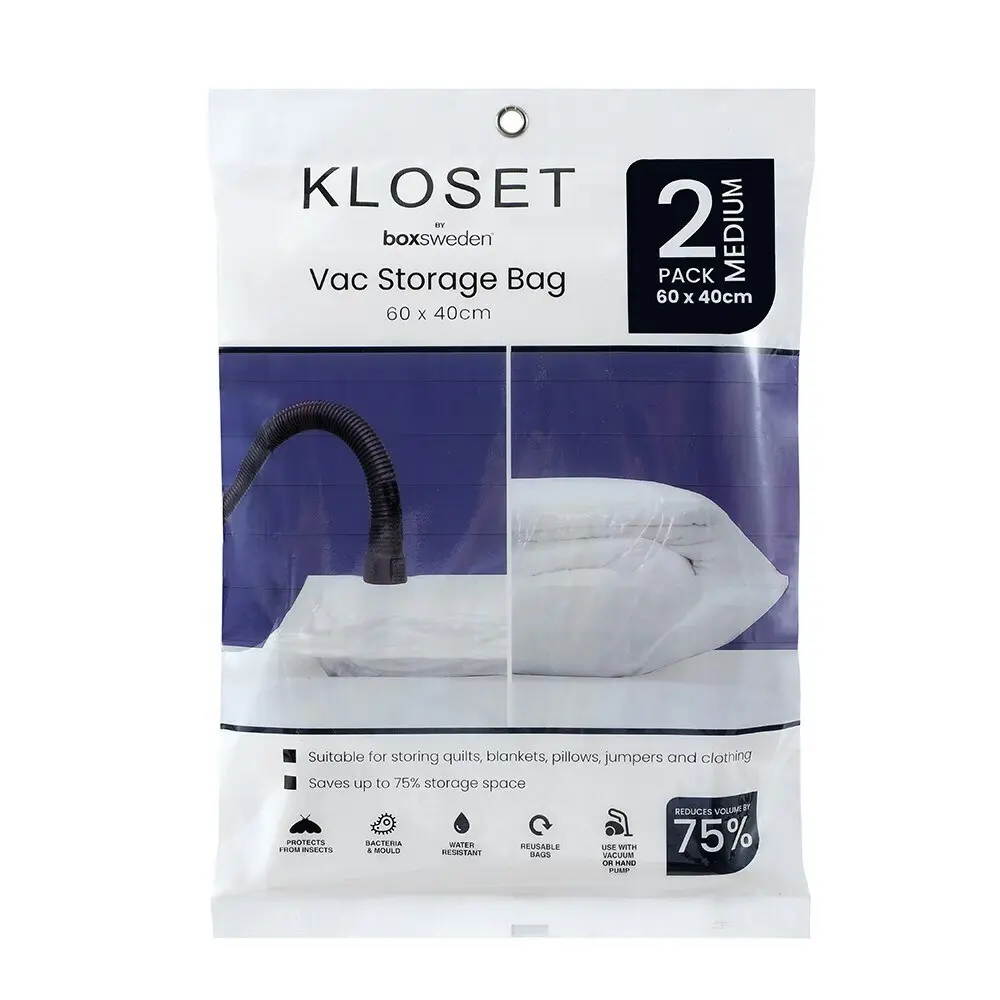 12x Boxsweden Kloset 60x40cm Vac Storage Bag Clothes/Bed Linen Sealed Organiser