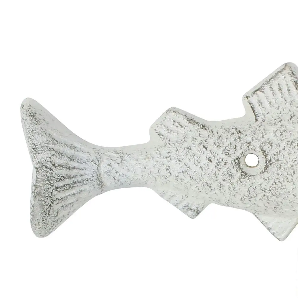 Maine & Crawford Baylor 16x15cm Cast Iron Fish Hook Hanger Storage Decor White