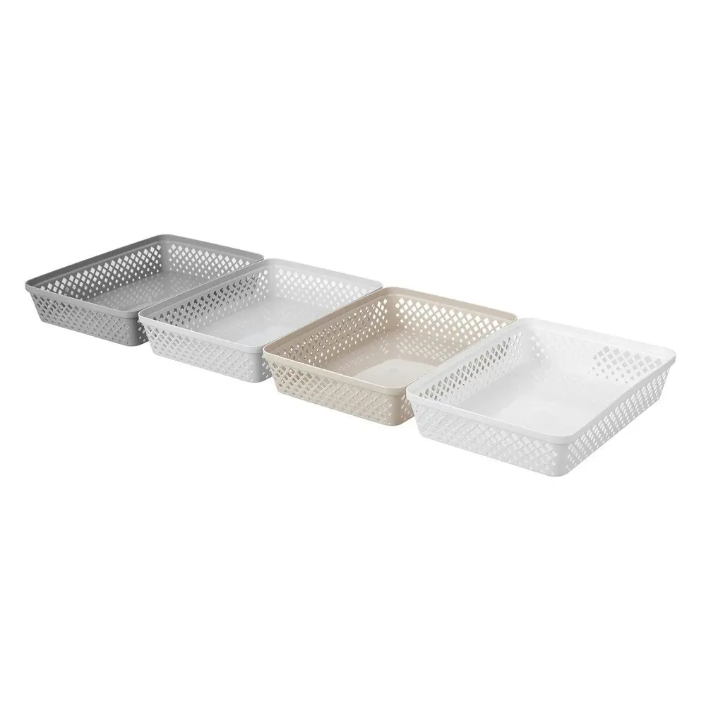 6x Boxsweden Kept Diamond 33x24cm Organiser Tray Household Storage Basket White