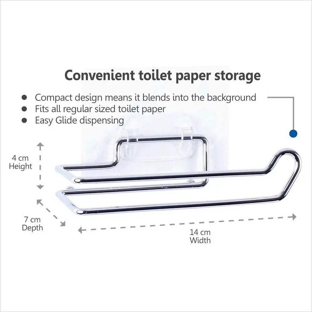 I-Hook 14cm Stainless Steel Toilet Paper Holder Wall Mounted Storage Silver