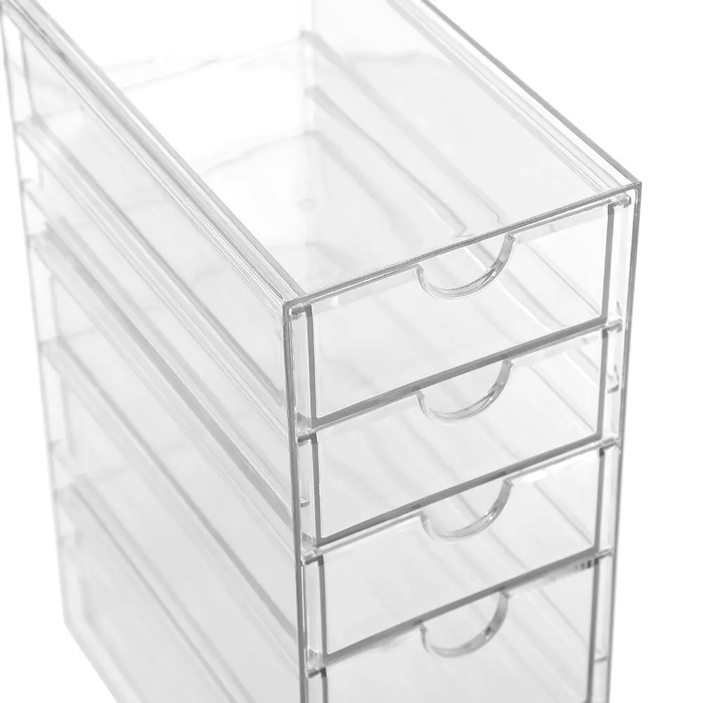 Boxsweden 25cm 5 Tier Crystal Drawer Station Stand Storage Home Organiser Clear