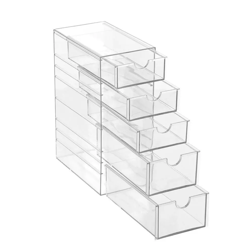 Boxsweden 25cm 5 Tier Crystal Drawer Station Stand Storage Home Organiser Clear